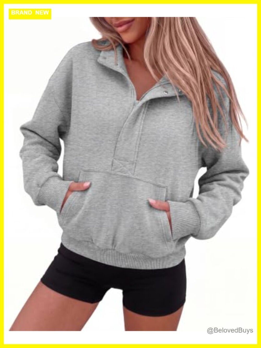 Quarter Zip Crop Sweatshirt Womens Long Sleeve Mock Neck Pullover